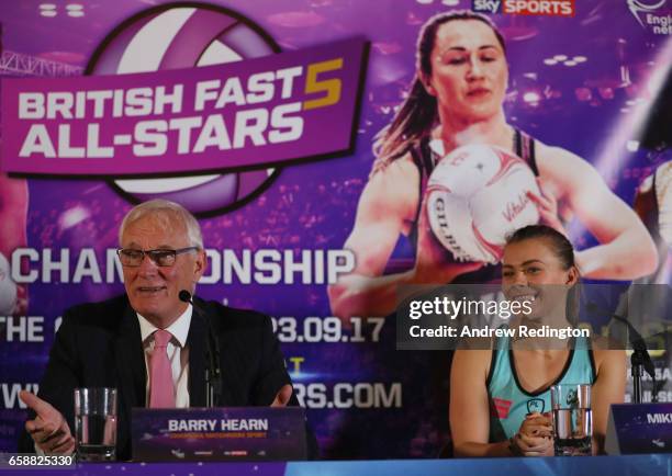 Barry Hearn and Mikki Austin are pictured during an announcement by Barry Hearn and Matchroom Sport on March 28, 2017 at the O2 in London, England.