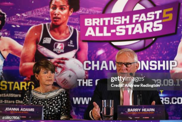 Joanna Adams and Barry Hearn are pictured during an announcement by Barry Hearn and Matchroom Sport on March 28, 2017 at the O2 in London, England.