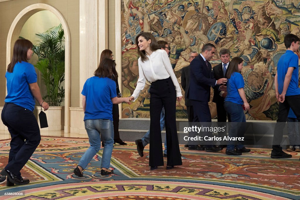Queen Letizia of Spain Attend Audiences at Zarzuela Palace