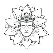 Buddha Head and Lotus