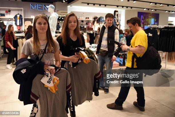 First customers shopping right after the opening of Forever 21 shop on March 25, 2017 at Zlote Tarasy in Warsaw, Poland. The shop in Zlote Tarasy is...