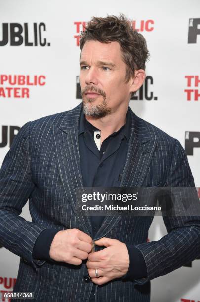 Actor Ethan Hawke attends the "Latin History For Morons" opening night celebration at The Public Theater on March 27, 2017 in New York City.