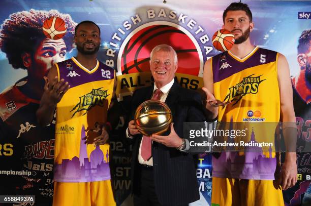 Rashad Hassan ; Barry Hearn and Zak Welles are pictured during an announcement by Barry Hearn and Matchroom Sport on March 28, 2017 at the O2 in...