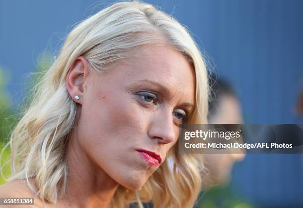 Erin Phillips of the Crows looks on during the The W Awards at the Peninsula on March 28, 2017 in Melbourne, Australia.