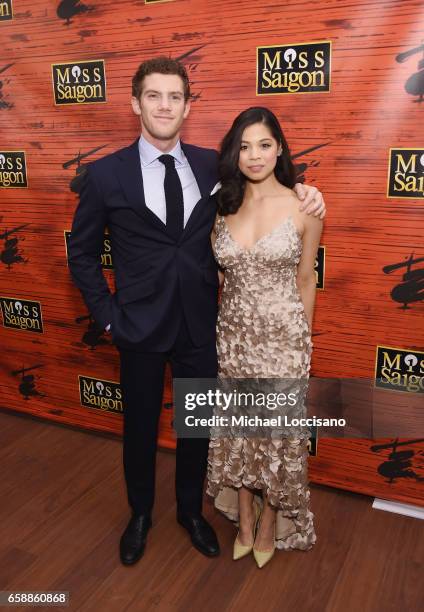 Actress/singer Eva Noblezada and actor Alistair Brammer attend the after party for "Miss Saigon" Broadway Opening Night at Tavern on the Green on...