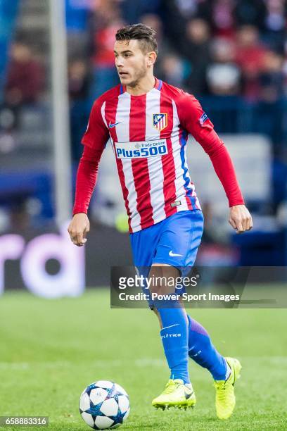 Lucas Hernandez of Atletico de Madrid in action during their 2016-17 UEFA Champions League Round of 16 second leg match between Atletico de Madrid...