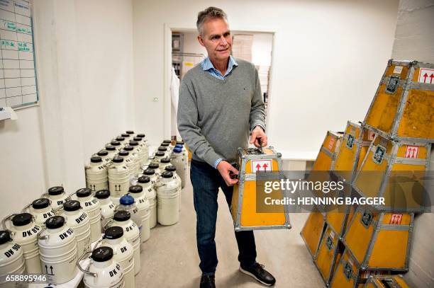 Ole Schou, founder and director of Cryos, the biggest sperm bank worldwide, gives a tour of the Cyros center in Aarhus, December 15, 2016.