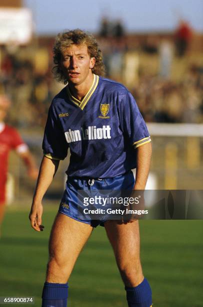 Wimbledon player Ian Holloway pictured during a League Division Two match against Carlisle United at Plough Lane in November,1985 in London, England.