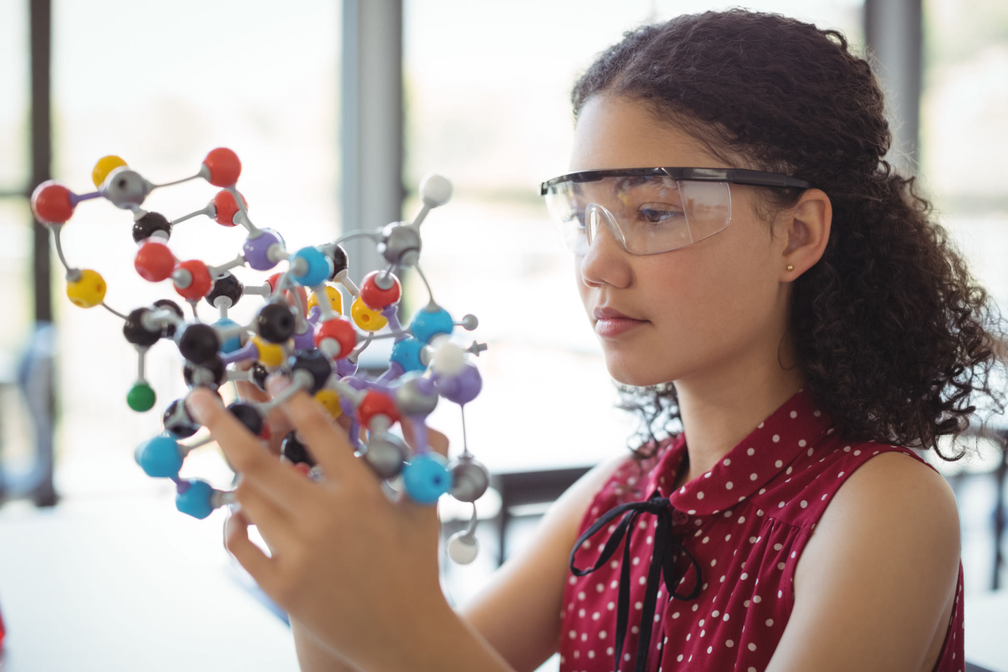 student studying science