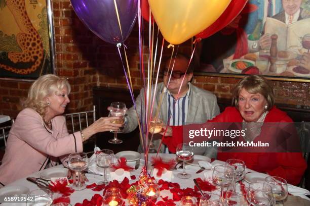 Guest, Hunt Slonem and Jacqueline Stone attend Monique van Vooren Hosts a Birthday Party for Jacqueline Stone at Chez Josephine on August 18, 2009 in...