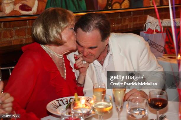 Jacqueline Stone and Oliver Stone attend Monique van Vooren Hosts a Birthday Party for Jacqueline Stone at Chez Josephine on August 18, 2009 in New...