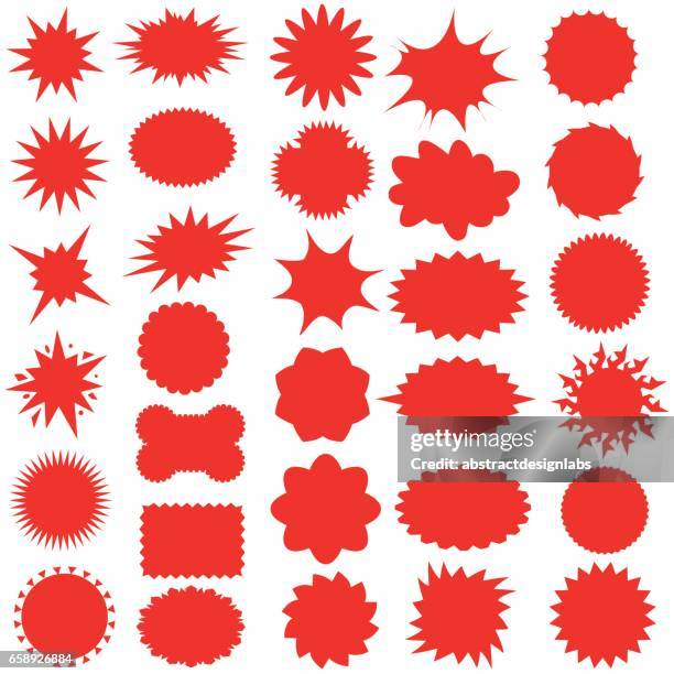 star bursts or sticky stars or badge, sale design or icon - illustration - exploding stock illustrations