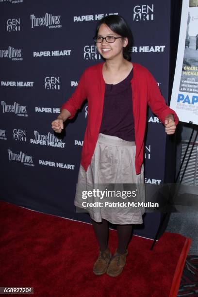 Charlyne Yi attends New York Red Carpet Premiere of PAPER HEART, Presented by GEN ART and THREE-O VODKA at AMC Loews 19th Street on August 5, 2009 in...