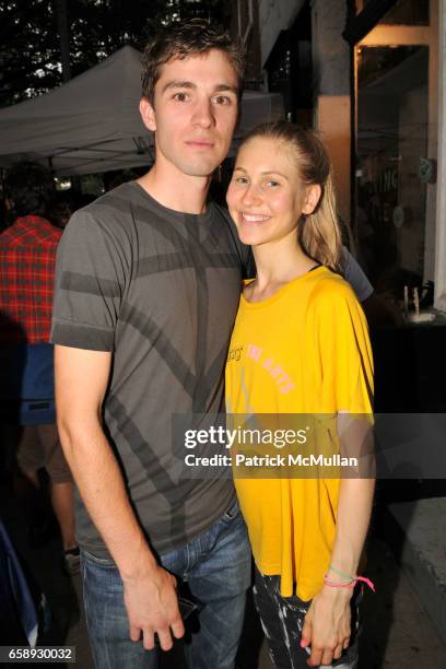 Taylen Richards and Jessica Minkoff attend Opening Party for DECENT EXPOSURES by ZACH HYMAN at Chair and the Maiden Gallery on August 20, 2009 in New...