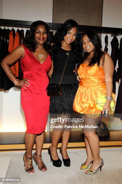 Tina Douglas, Ashanti and Shia Douglas attend LOUIS VUITTON and DETAILS with LL COOL J host Cocktails in Support of Heroes at Home at Louis Vuitton...