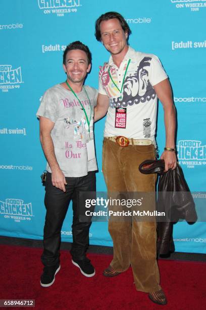 David Faustino and Corin Nemec attend Seth Green and Adult Swim Present Robot Chicken Skate Party Bus Tour at Skateland on August 1, 2009 in...