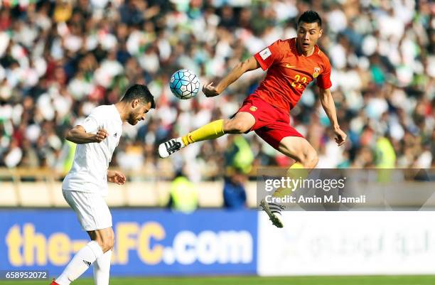 Yu Dabao of China in action during Iran against China PR - FIFA 2018 World Cup Qualifier on March 28, 2017 in Tehran, Iran.