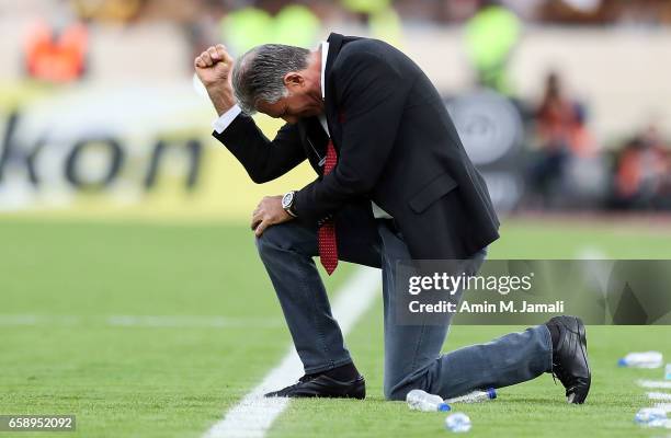 Carlos Quieroz head coach of celebrates ofter the match between Iran against China PR - FIFA 2018 World Cup Qualifier on March 28, 2017 in Tehran,...