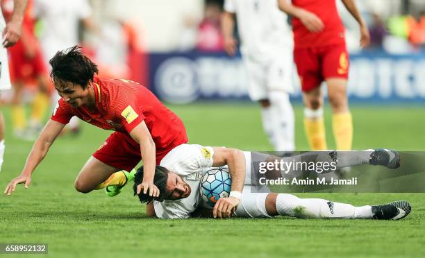 Alireza Jahan Bakhsh of Iran in action during Iran against China PR - FIFA 2018 World Cup Qualifier on March 28, 2017 in Tehran, Iran.