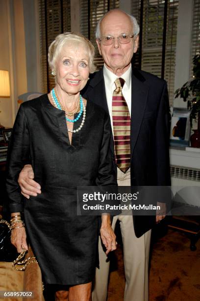 Jane Powell and Dick Moore attend JENNIFER BERGHAUS private collection Fashion Launch Party at The Al Hirschfeld Townhouse on August 12, 2009 in New...