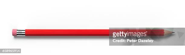 red pencil with eraser and copy space - pencil stock pictures, royalty-free photos & images
