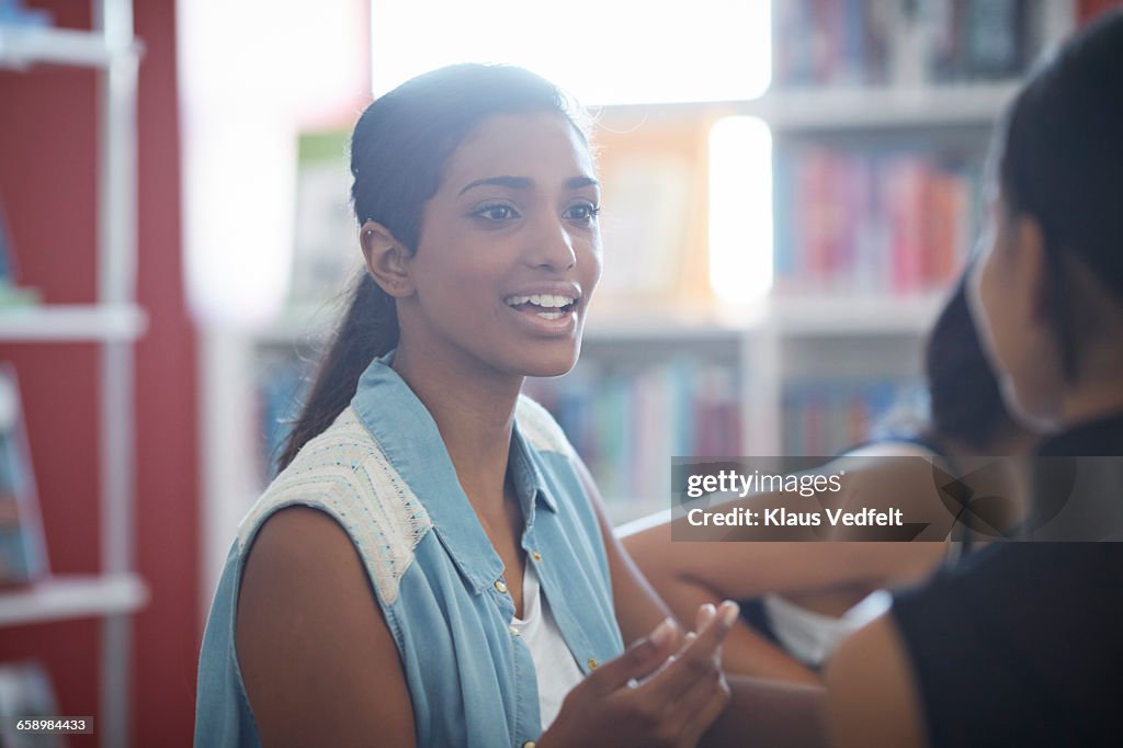 Female student having conversation