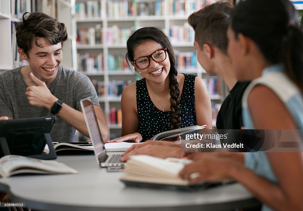 Group of students working in group & laughing