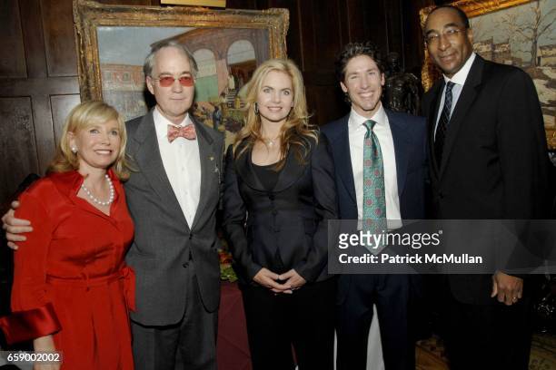 Sharon Bush, Aldon James, Pastor Victoria Osteen, Pastor Joel Osteen and Charles Atkins attend A NIGHT OF HOPE Dinner with Pastors Joel and Victoria...