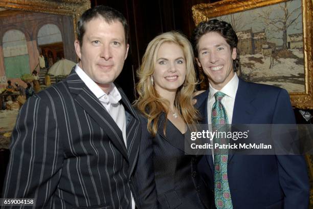 Blaise Hayward, Pastor Victoria Osteen and Pastor Joel Osteen attend A NIGHT OF HOPE Dinner with Pastors Joel and Victoria Osteen at The National...