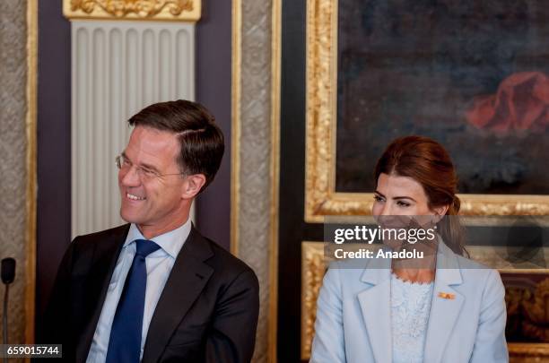 Argentina President Mauricio Macri's wife, Juliana Awada attends the government lunch with Mauricio Macri during their official visit in The Hague,...