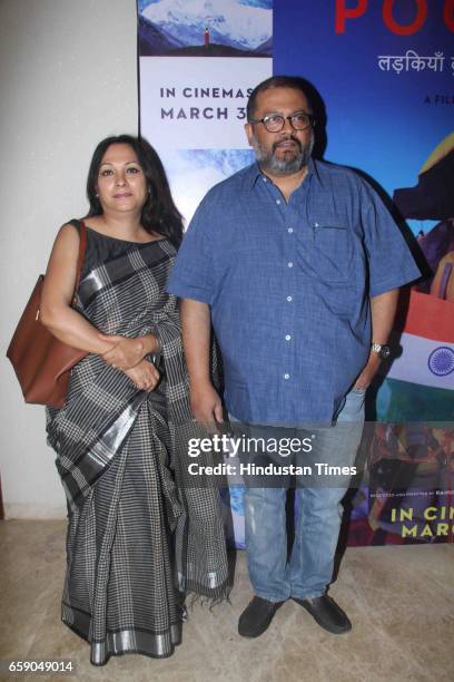 Bollywood filmmaker Aniruddha Roy Chowdhury along with his wife Indrani Mukerjee on March 26, 2017 in Mumbai, India. The film is based on real story...