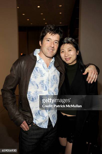 Peter Garfield and O Zhang attend TERENCE KOH, JEFF KOONS, MIKE KELLEY Exhibit Opening at Mary Boone Gallery on April 4, 2009 in New York City.