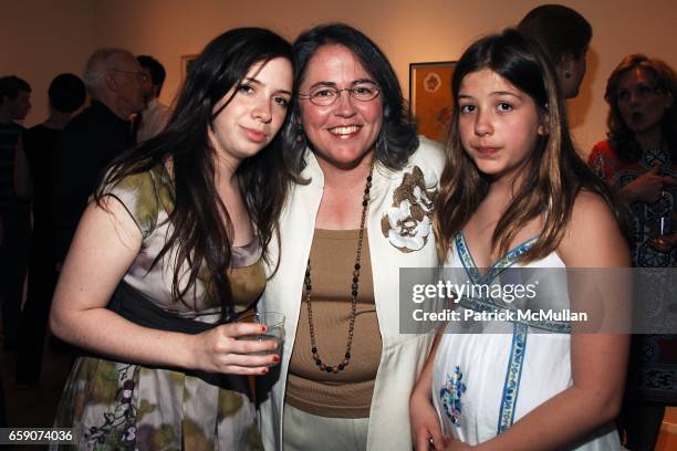 Alexis Broderick, Janet Broderick and Hannah Broderick attend Patrica Broderick Exhibit at The Tibor de Nagy Gallery on April 30, 2009 in New York...