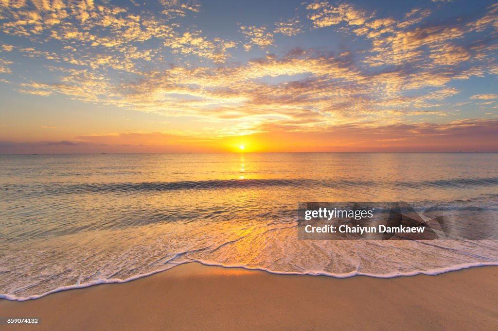 The morning sun at the seaside with a beautiful light.