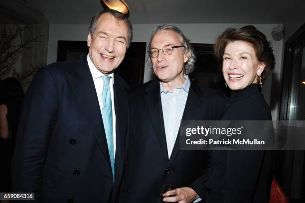 Charlie Rose, Morgan Entrekin and Sara Colleton attend Book Party hosted by Anne Hearst McInerney, Candace Bushnell & Nicole Miller Celebrating "HOW...