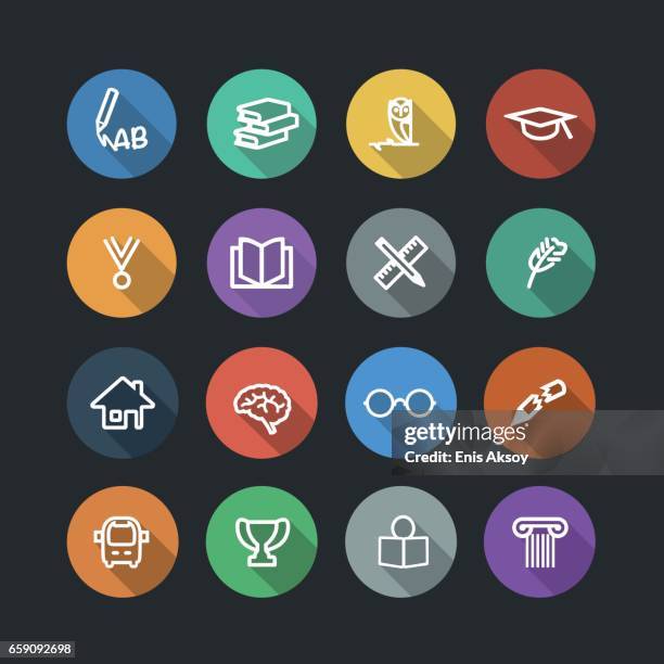 education flat icons - broken pencil stock illustrations