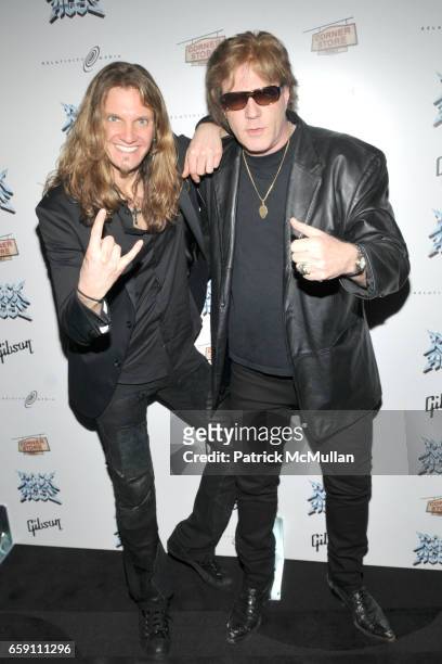 Joel Hoekstra and Jay Jay French attend ROCK OF AGES Broadway Opening After Party Arrivals at The Edison Hotel on April 7, 2009 in New York City.