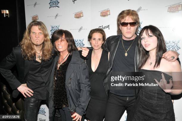 Joel Hoekstra, Joe Lynn Turner, guest, Jay Jay French and guest attend ROCK OF AGES Broadway Opening After Party Arrivals at The Edison Hotel on...