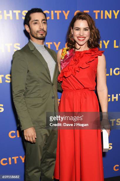 Actor Riz Ahmed and Actress Billie Piper attend the photocall of 'City of Tiny Lights' on March 28, 2017 in London, United Kingdom.