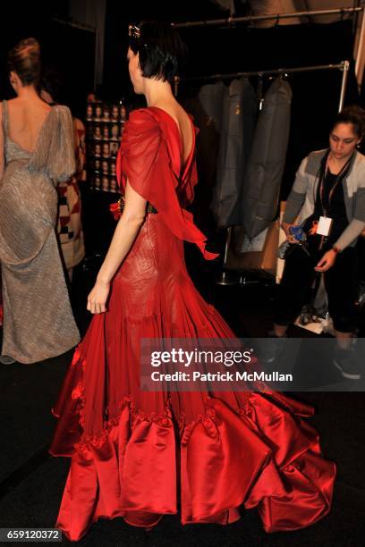 Backstage and Hannelore Knuts attend ZAC POSEN Fall 2009 Collection at The Tent on February 19, 2009 in New York.