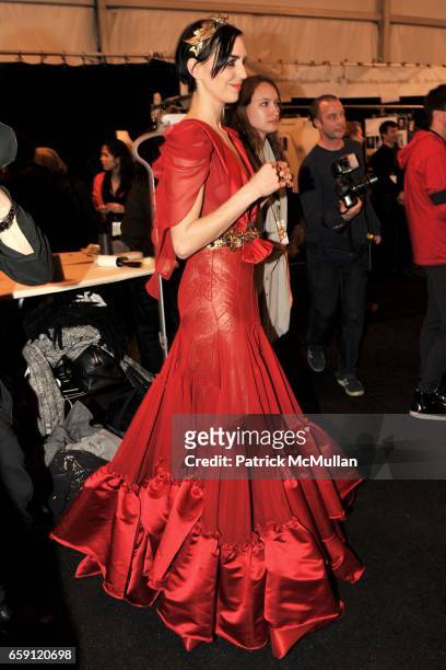 Backstage and Hannelore Knuts attend ZAC POSEN Fall 2009 Collection at The Tent on February 19, 2009 in New York.