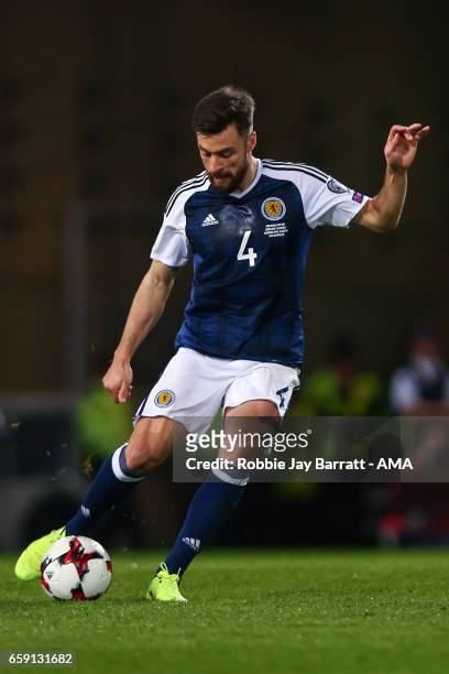 Russell Martin of Scotland during the FIFA 2018 World Cup Qualifier between Scotland and Slovenia at Hampden Park on March 26, 2017 in Glasgow,...