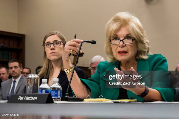 Patricia de Stacy Harrison , president and CEO of the Corporation for Public Broadcasting , testifies before a House subcommittee holding hearings on...