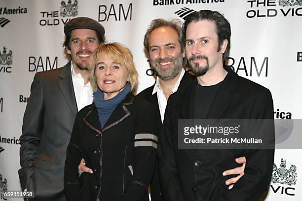 Ethan Hawke, Sinead Cusack, Sam Mendes and Josh Hamilton attend BAM and The Old Vic host The Bridge Project Benefit at BAM on February 17, 2009 in...