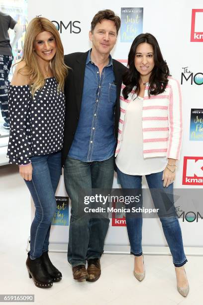 Denise Albert, actor and author Andrew McCarthy, and Melissa Musen Gerstein attend The Moms In Conversation With Andrew McCarthy at Kmart on March...