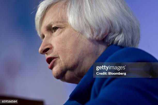 Janet Yellen, chair of the U.S. Federal Reserve, speaks at the National Community Reinvestment Coalition conference in Washington, D.C., U.S., on...