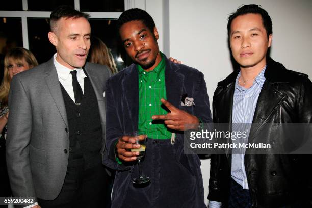 Thom Browne, Andre "3000" Benjamin and Phillip Lim attend GQ/CFDA Honor Second Annual "Best New Menswear Designer in America" Finalists at...