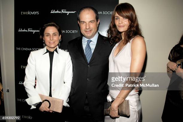 Chiara Ferragamo, Massimo Ferragamo and Helena Christensen attend THE CINEMA SOCIETY and SALVATORE FERRAGAMO host a screening of "TWO LOVERS" at...
