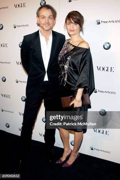 Adrian Van Hooydonk and Helena Christensen attend VOGUE and BMW party to celebrate the new 2009 BMW 7 Series with Free Arts NYC at 122 West 26th...