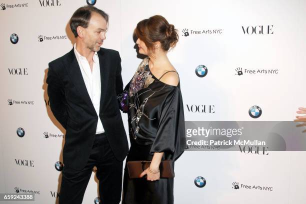 Adrian Van Hooydonk and Helena Christensen attend VOGUE and BMW party to celebrate the new 2009 BMW 7 Series with Free Arts NYC at 122 West 26th...